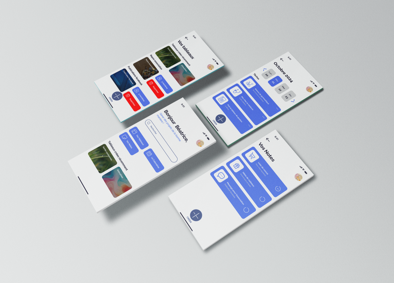 Aperçu d'une application mobile de gestion de projets et de tâches appelé Planify.