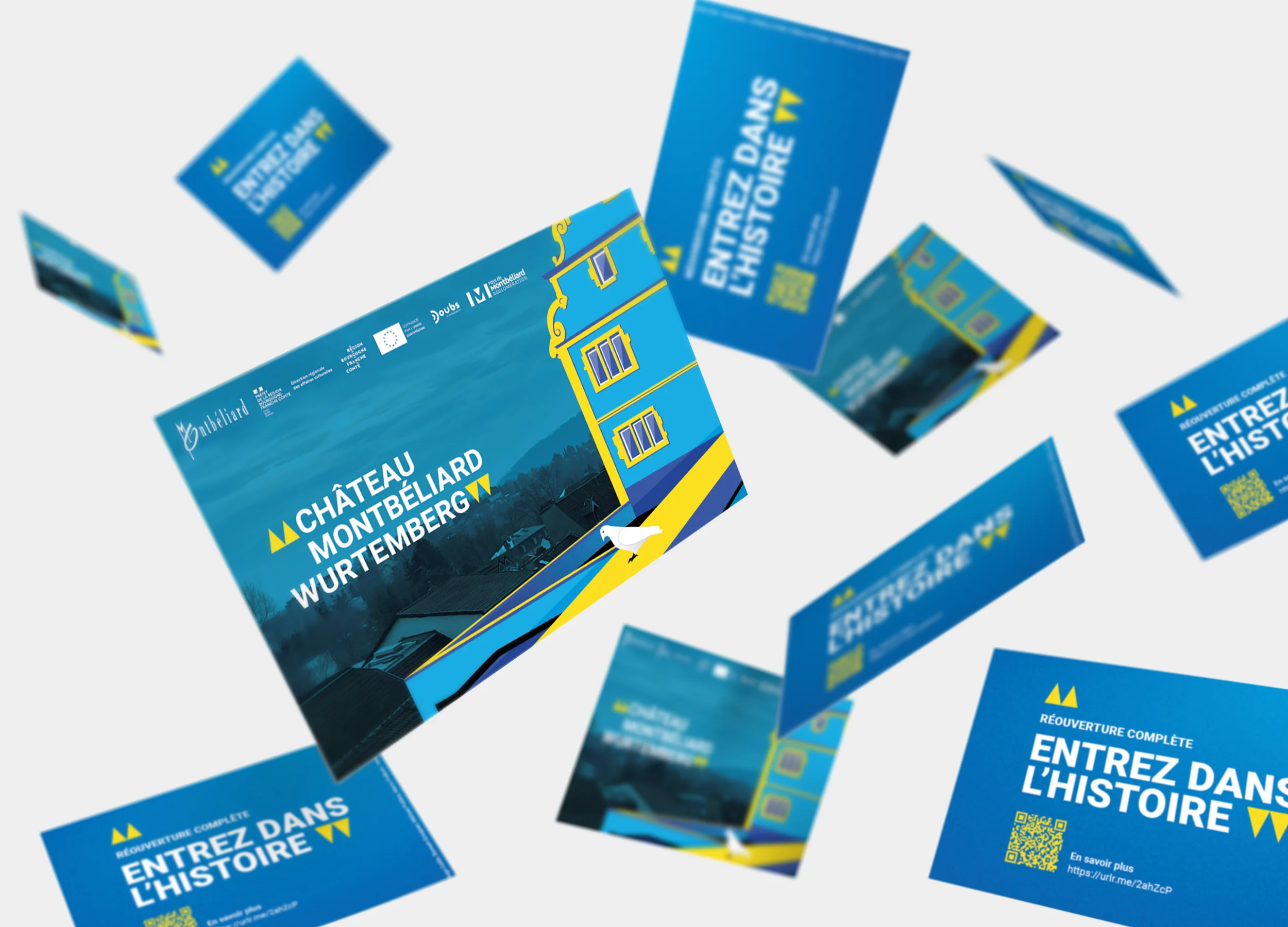 Cartes d’invitation graphiques pour l’exposition du château de Montbéliard en lévitation