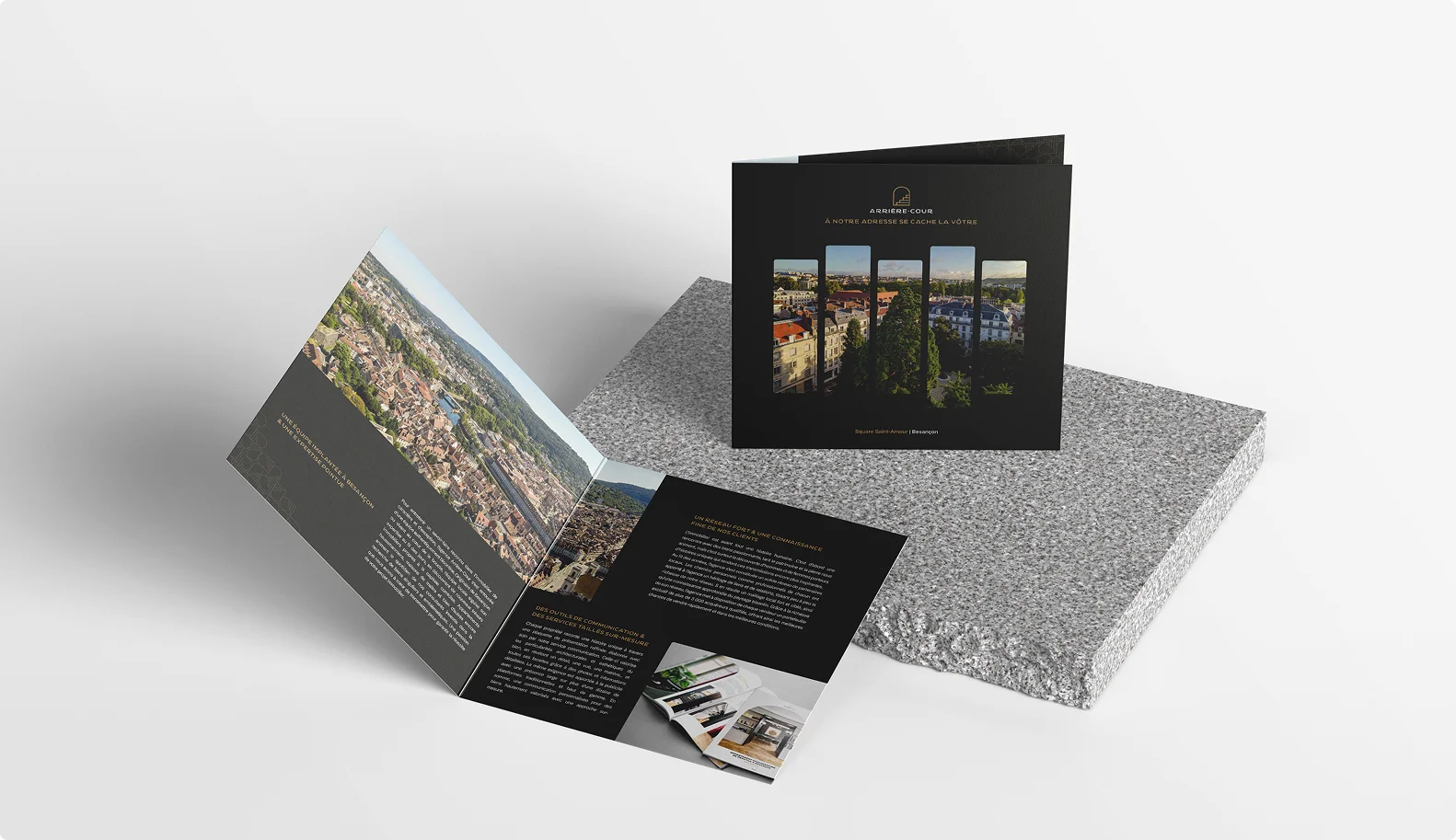 photo du brochure 2 volets pour les agents immobiliers de Besançon