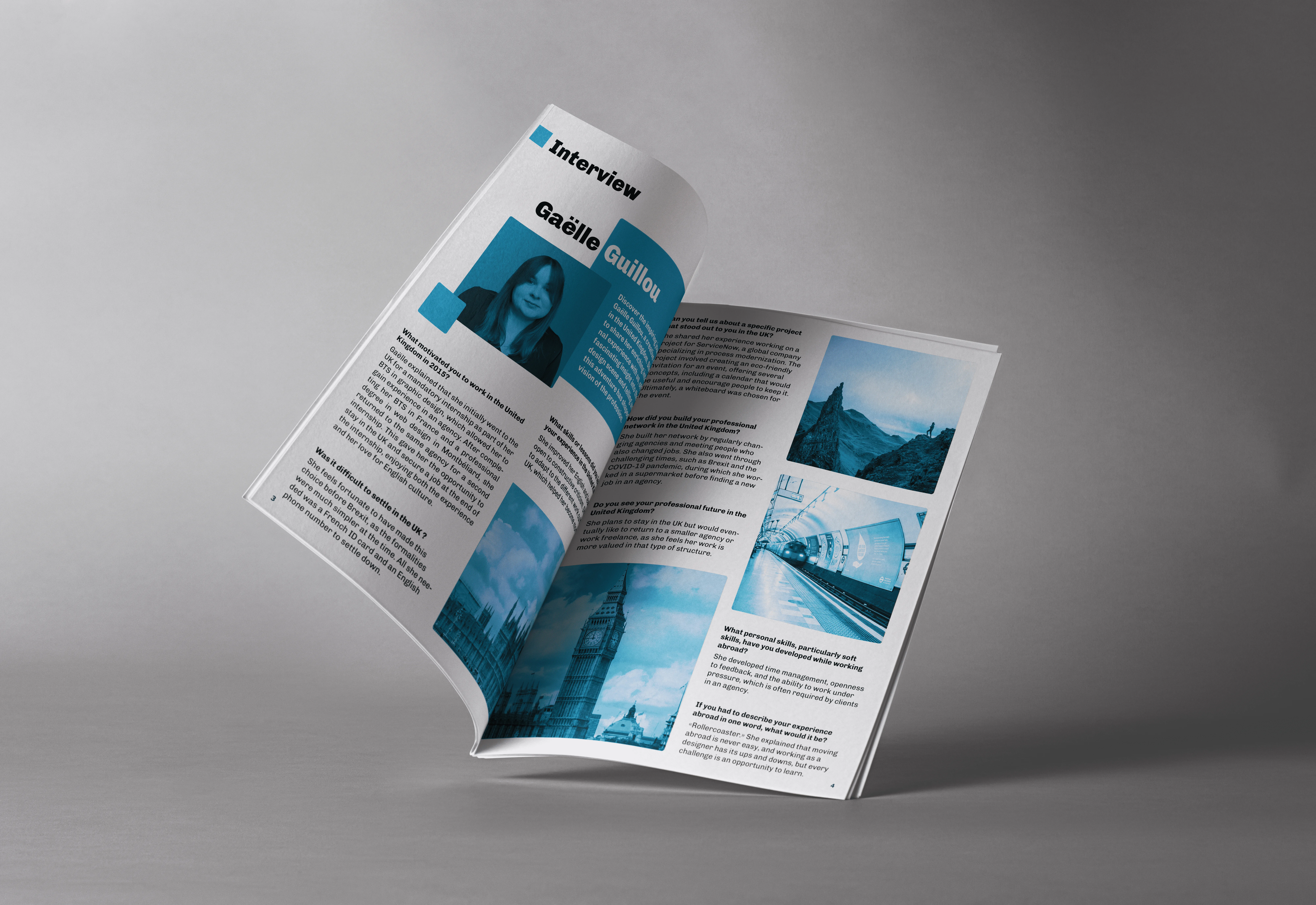 image montrant un magazine ouvert sur un article sur la mobilité internationale