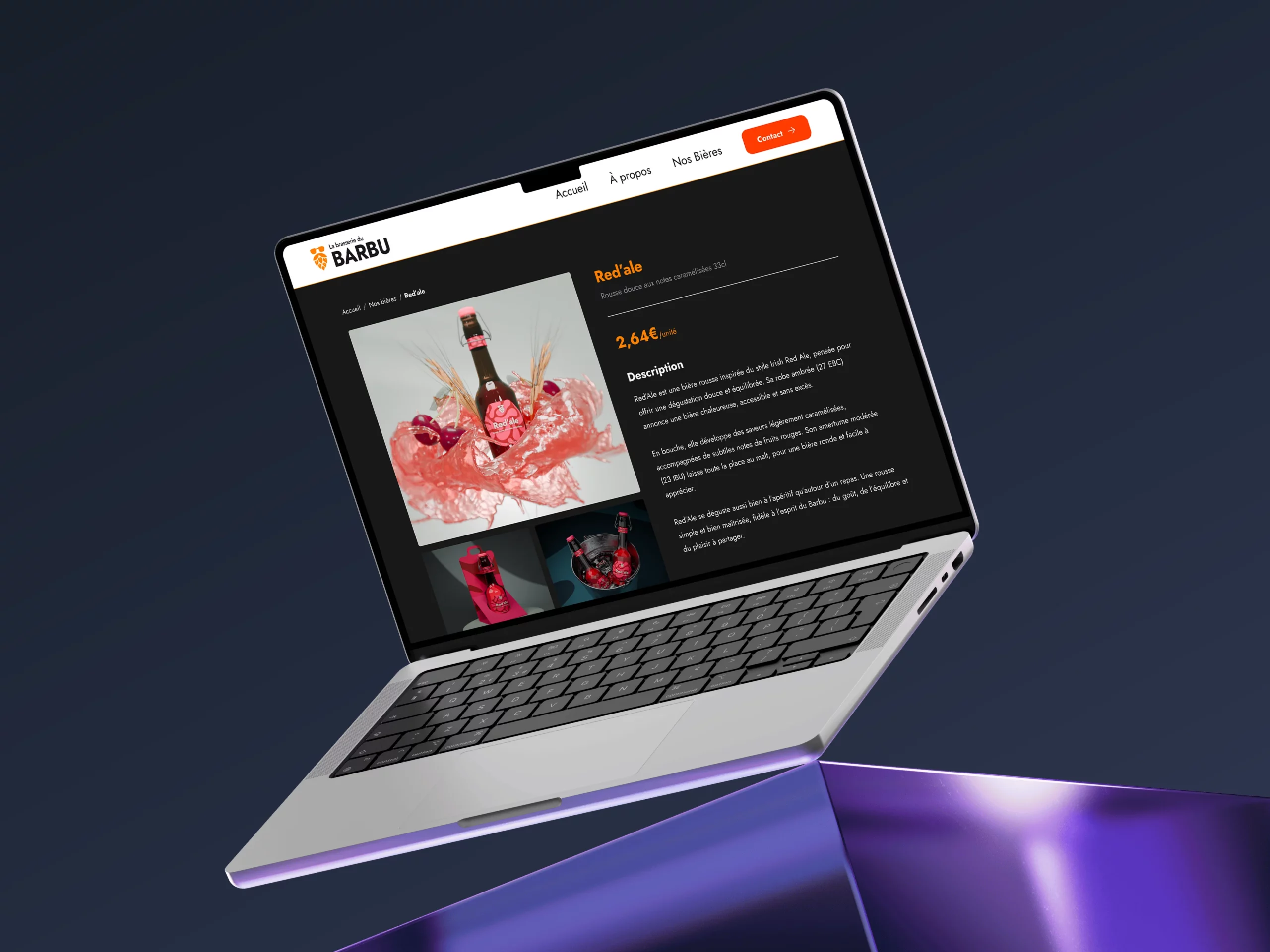 photo d'un mock-up d'ordinateur pour mettre en avant le site web